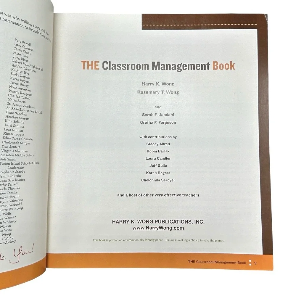 The Classroom Management Book Harry K Wong Rosemary T Wong Paperback 2014
